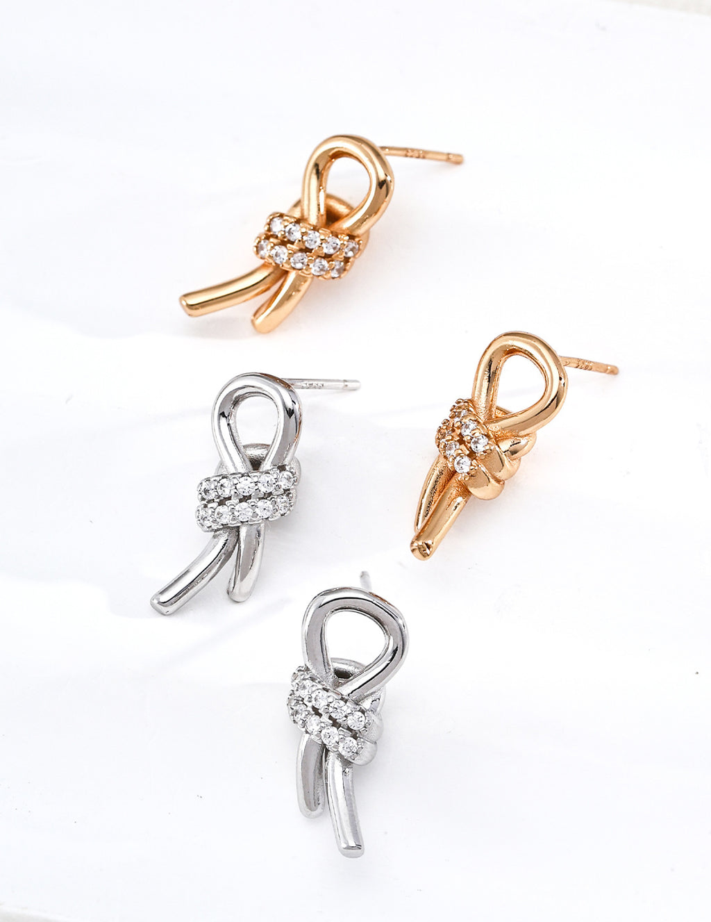 Knot Zircon Studs – alternate view