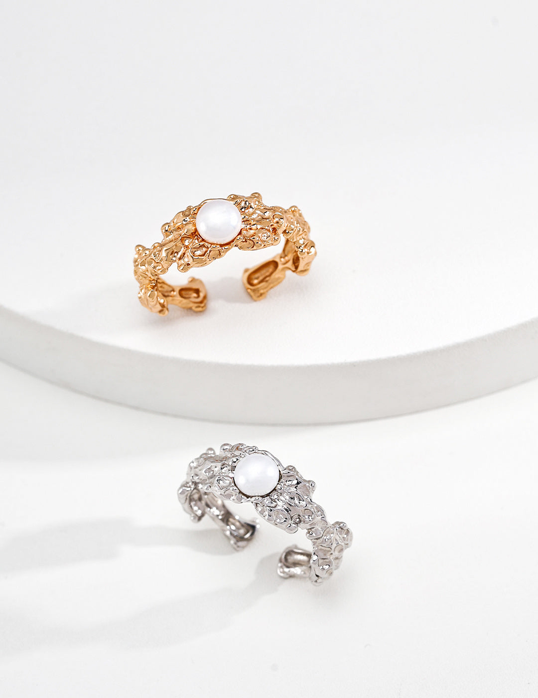 Lava Pearl Ring – gold and silver comparison