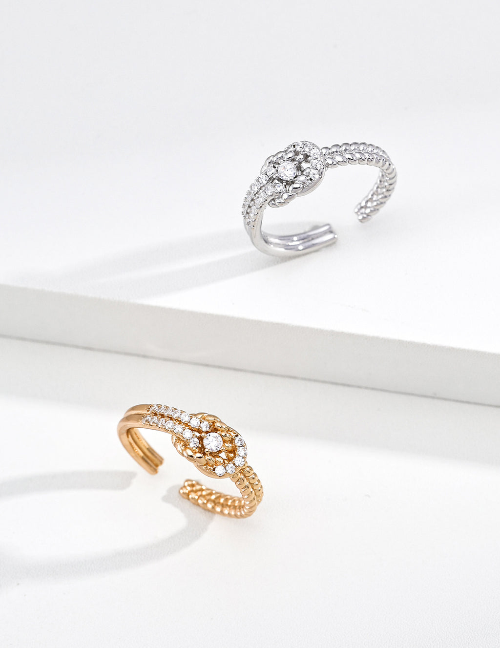 Fortune Knot Ring – gold and silver comparison